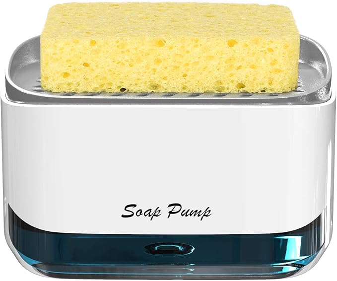 Kitchen Dish Soap Dispenser with Sponge Holder, 2-in-1 Countertop Soap Pump Dispenser