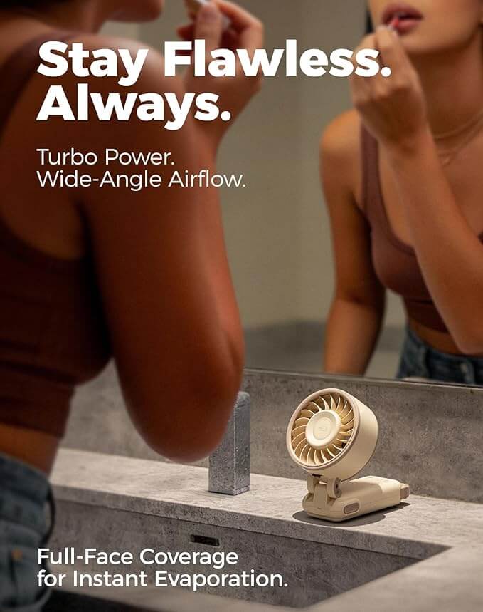 TurboFan Rechargeable Mini Cooling Fan | Portable Handheld USB Turbo Fan with 3 Speed Modes | Random color