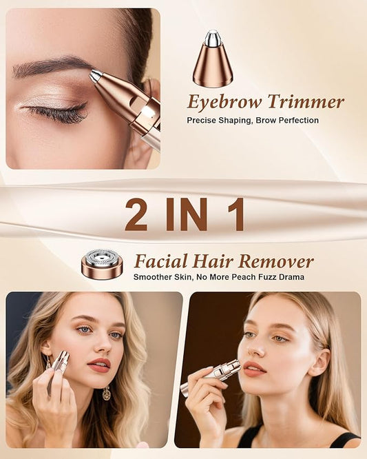 Eyebrow Trimmer Facial Hair Removal for Women: 2 in 1 Rechargeable