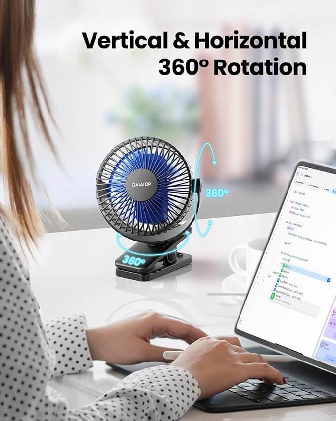 Rechargeable 3-in-1 Clip Fan | Handheld, Desktop & Wall Mounted Portable Fan with 3 Speed Modes