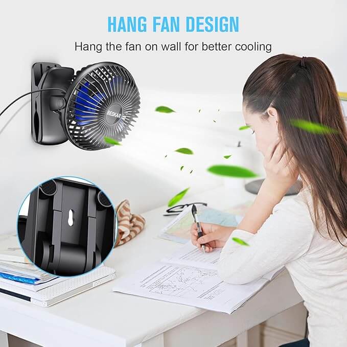 Rechargeable 3-in-1 Clip Fan | Handheld, Desktop & Wall Mounted Portable Fan with 3 Speed Modes