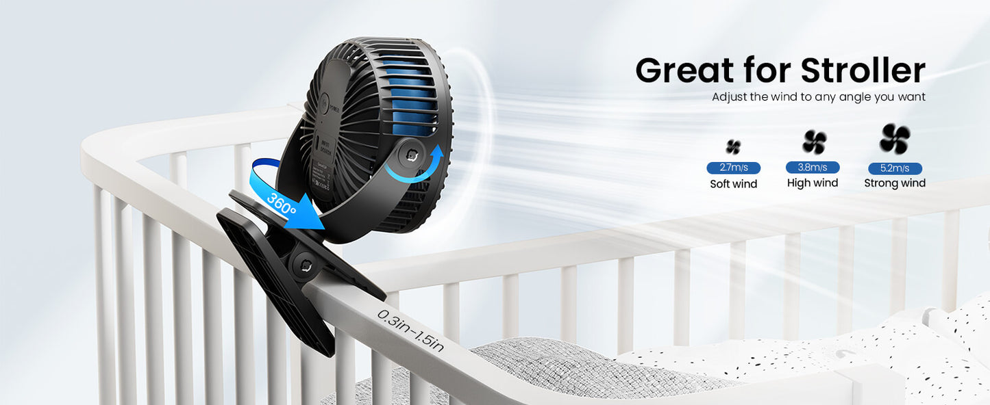 Rechargeable 3-in-1 Clip Fan | Handheld, Desktop & Wall Mounted Portable Fan with 3 Speed Modes