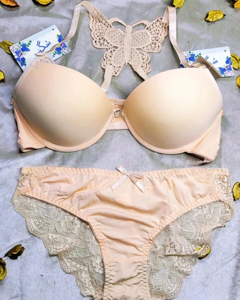 Bra and Panty Set Front Open Push Up Bra Butterfly Design - My Store