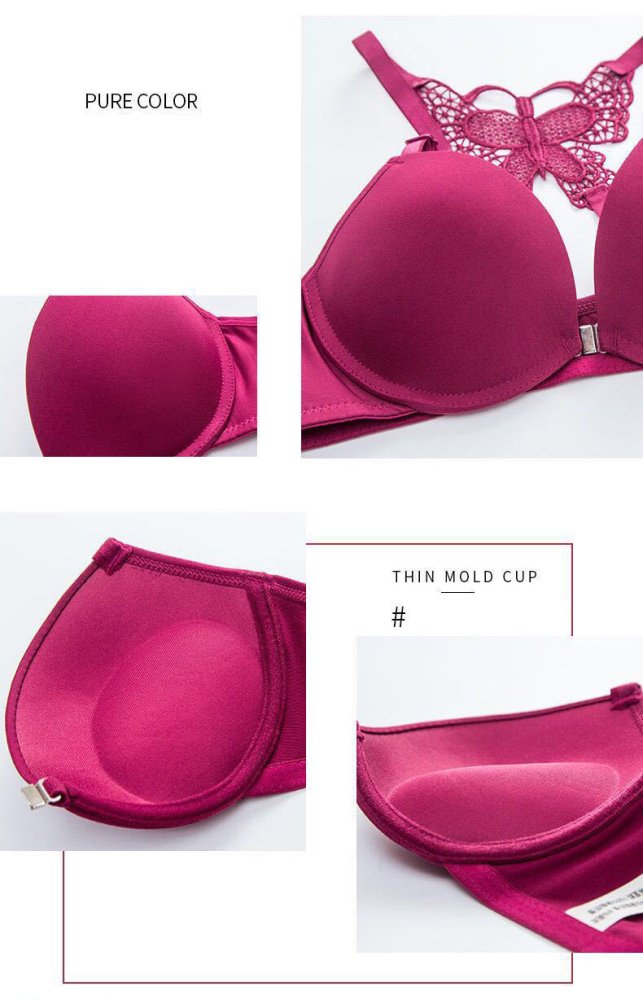 Bra and Panty Set Front Open Push Up Bra Butterfly Design - My Store