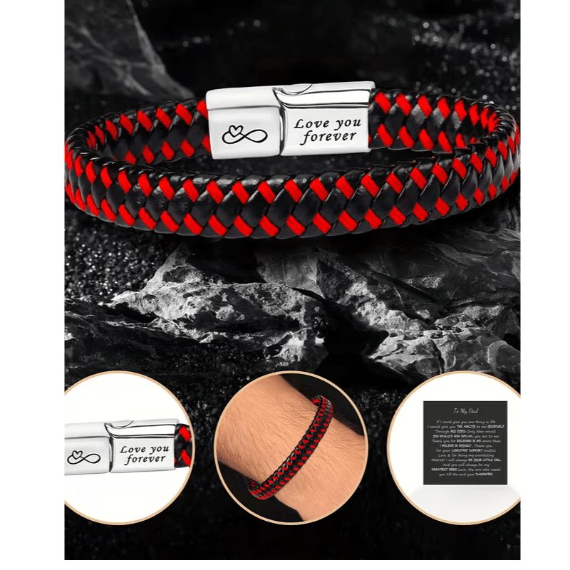 Buy 1 Get 1 Free Braided Leather Black Magnetic Lock Fashion Bracelet - My Store