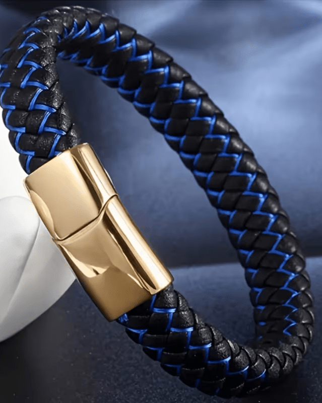Buy 1 Get 1 Free Braided Leather Black Magnetic Lock Fashion Bracelet - My Store