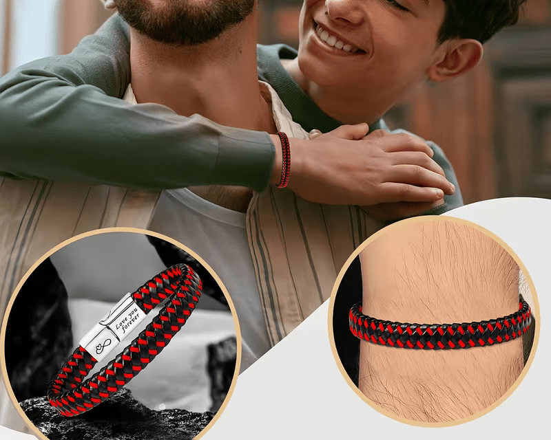 Buy 1 Get 1 Free Braided Leather Black Magnetic Lock Fashion Bracelet - My Store