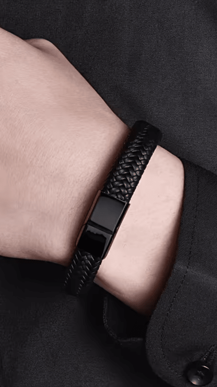 Buy 1 Get 1 Free Braided Leather Black Magnetic Lock Fashion Bracelet - My Store